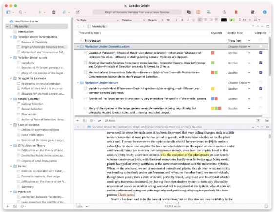 Scrivener Review. Outliner